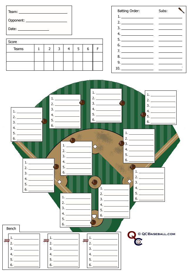 softball defesive lineup card