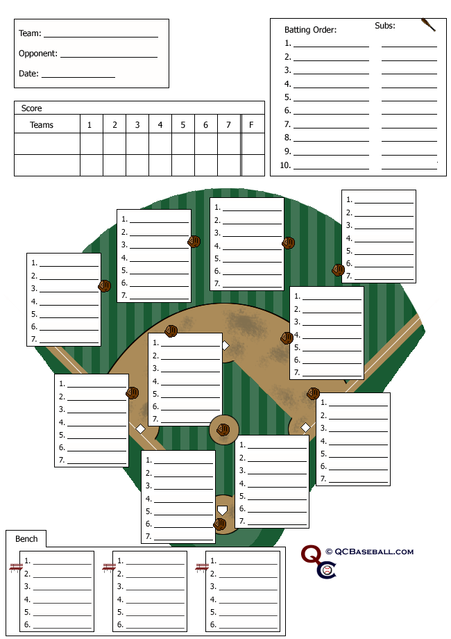 softball defesive lineup card