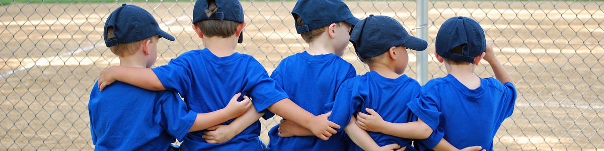 Youth baseball team on a bench